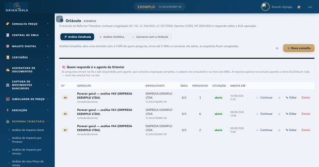 Lista de consultas ao Oriáculo da unidade